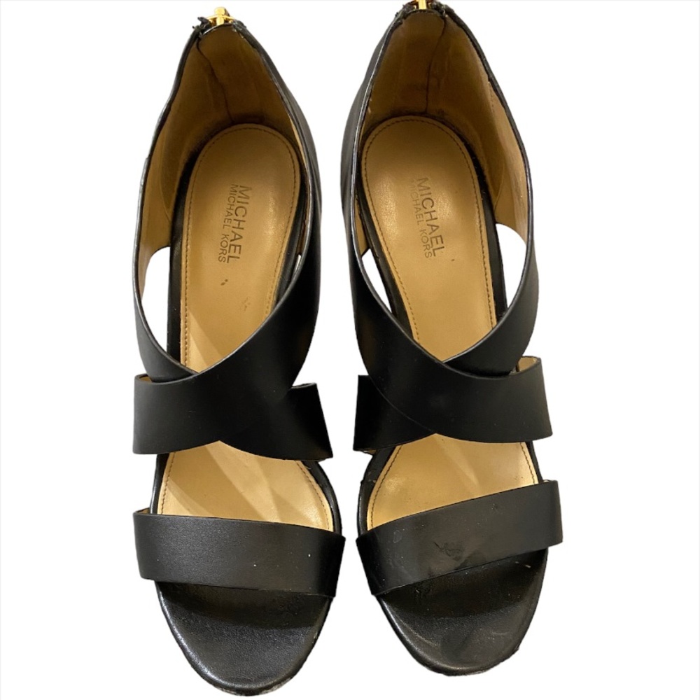 Black Leather Wedges 5 inch by Michael Kors - Size 8